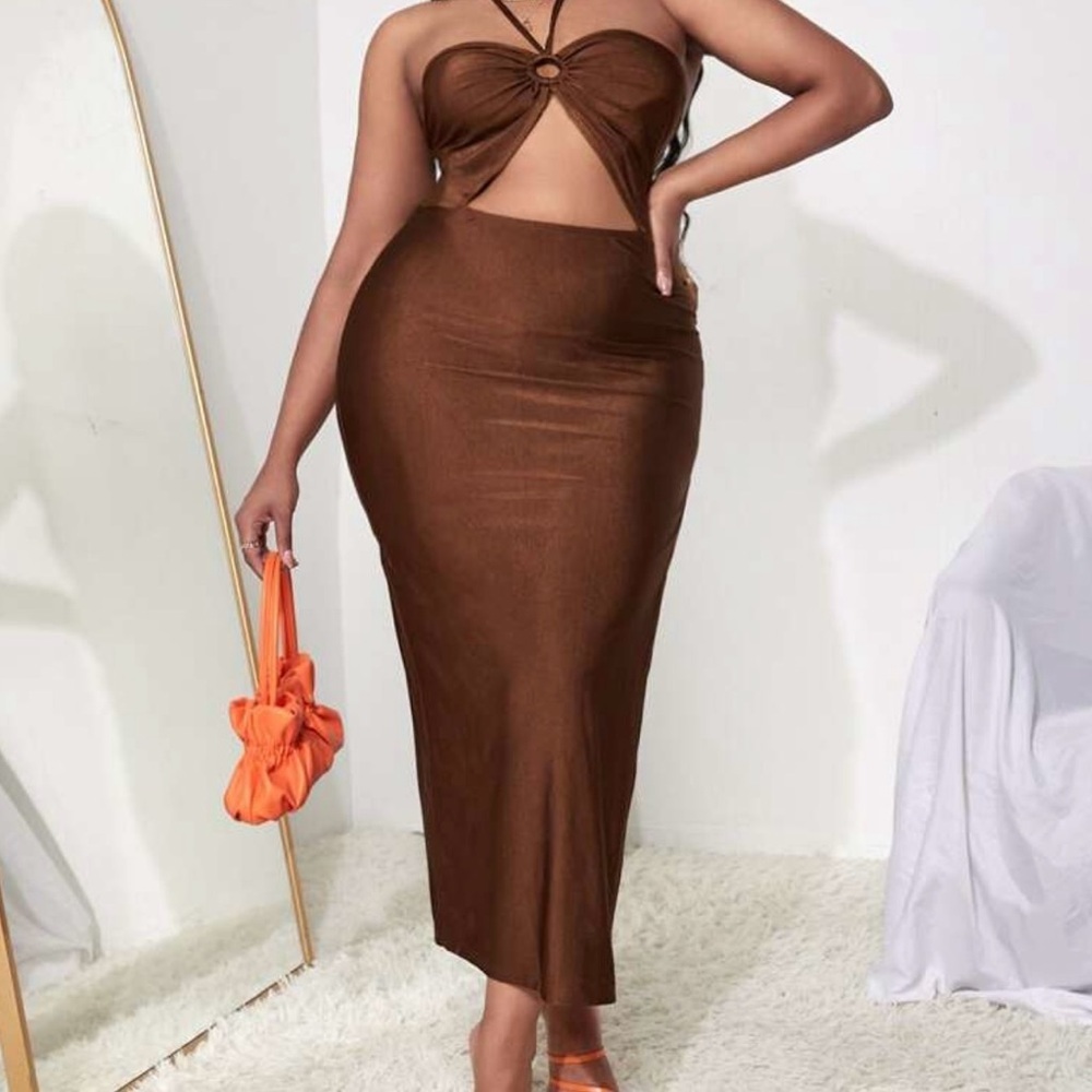 SHEIN Brown Cutout Dress